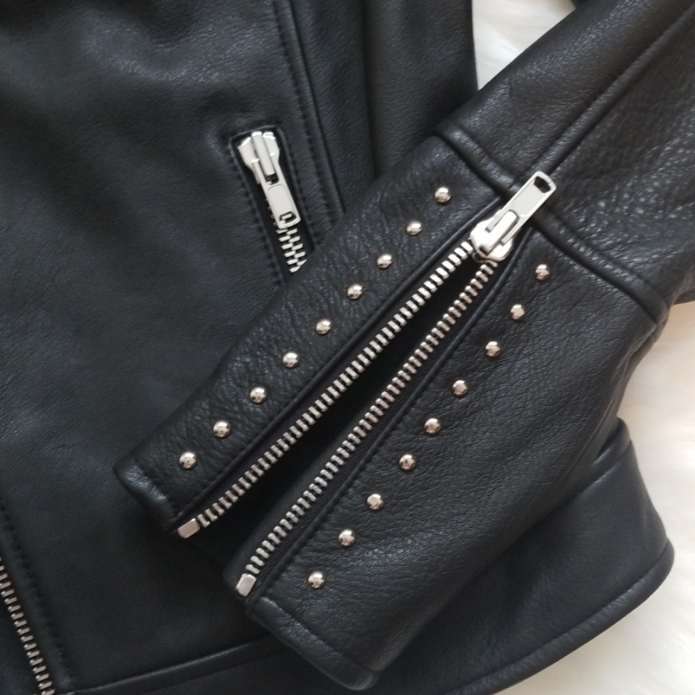 Rachel Zoe Black Studded Leather Size 4 Jacket NWT! - Picture 5 of 8